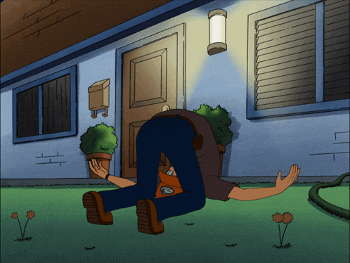 Dale Gribble doing something that kinda looks like yoga... maybe?